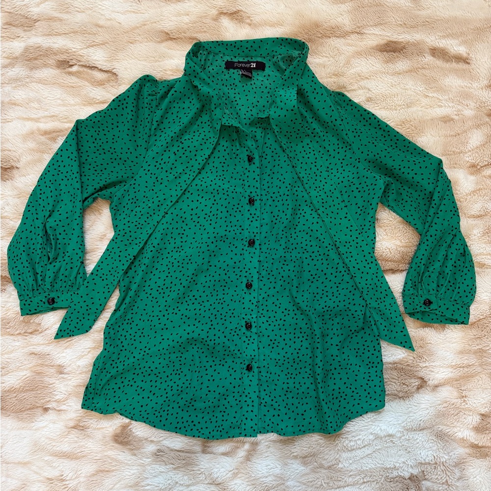 Forever 21 Emerald Button Down Shirt